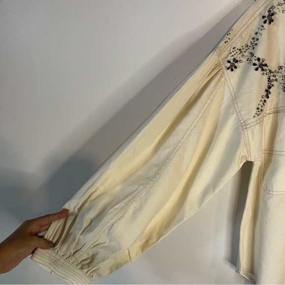 We the Free womens Star Studded Shirt cream embellished western button up L - Picture 8 of 15